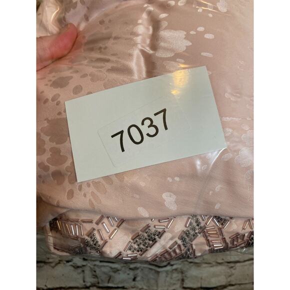 Vintage d'ore Silk Dress Women 14 Pale Pink Beaded Draped Made In Hong Kong 90s - Picture 13 of 16